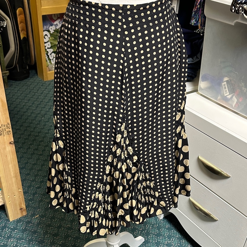 WD.NY Black and Cream Polka Dot A-Line Skirt